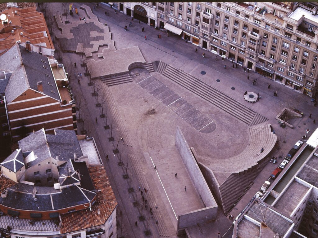 Vista aérea de la Plaza de los Fueros